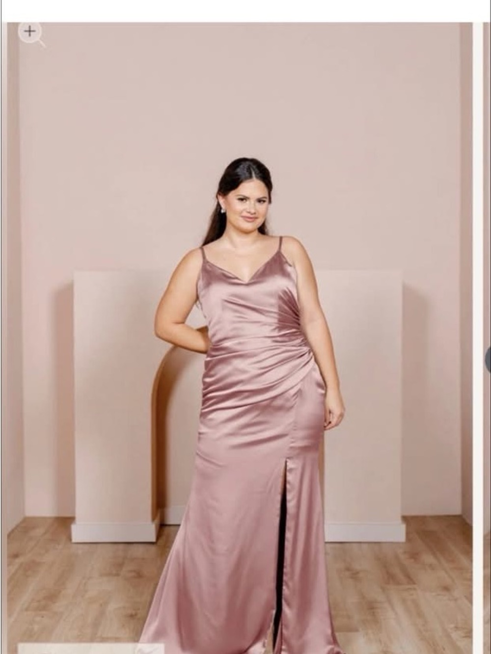 Revelry Satin Slip Gown in Dusty Rose